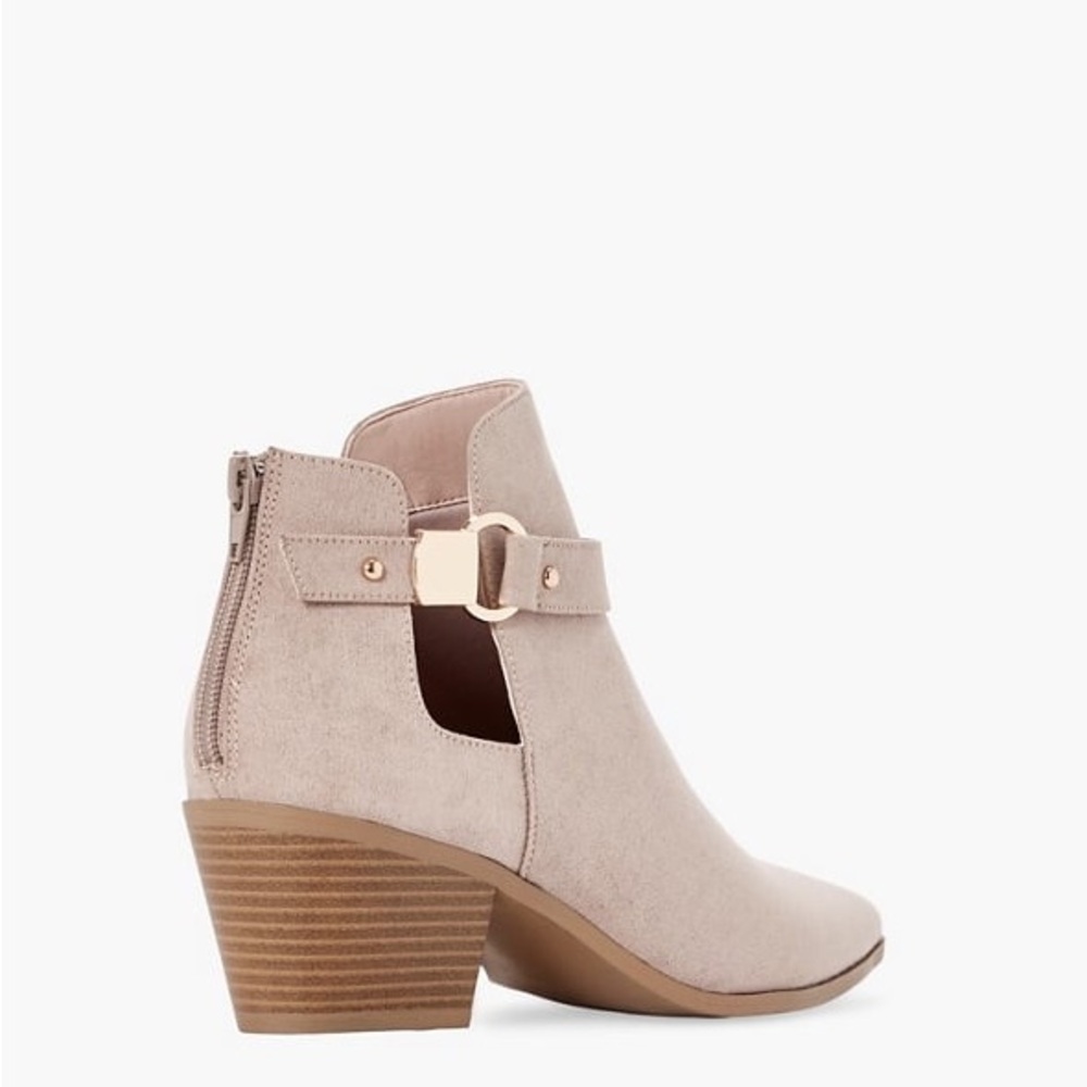 JustFab Beige Jaelyn Buckle Detail Bootie - Picture 2 of 4